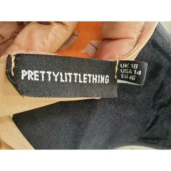 Prettylittlething Women Brown Polyester Round Neck Sleeveless Long Maxi Dress 14 - Picture 8 of 11